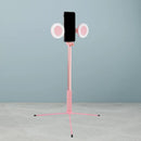 GobekUsa Contemporary Style Pink LED Fill Light with USB Port - Round Iron Make-Up Lighting