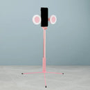 GobekUsa Contemporary Style Pink LED Fill Light with USB Port - Round Iron Make-Up Lighting