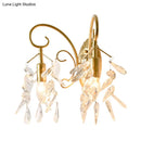 GobekUsa Contemporary Teardrop Crystal Wall Mount Light with 2 Brass Sconce Lights for Bedroom
