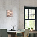 GobekUsa Contemporary Teardrop Crystal Wall Sconce - White Cylinder Shade - Wall Mounted Light