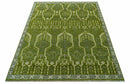 Contemporary Traditional Design Green And Beige Hand Knotted Custom Made Wool Rug