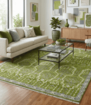 Contemporary Green and Beige Hand-Knotted Premium Wool Area Rug