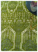 Contemporary Green and Beige Hand-Knotted Premium Wool Area Rug
