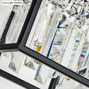GobekUsa Contemporary Tri-Sided Crystal Rod Black Hanging Ceiling Light - Square, 3/4 Heads - Island Lamp