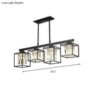 GobekUsa Contemporary Tri-Sided Crystal Rod Black Hanging Ceiling Light - Square, 3/4 Heads - Island Lamp