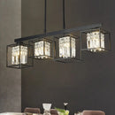 GobekUsa Contemporary Tri-Sided Crystal Rod Black Hanging Ceiling Light - Square, 3/4 Heads - Island Lamp