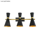 GobekUsa Contemporary Trumpet Wall Sconce Light in Black/White/Gold with Adjustable Arm and 1-3 Lights