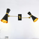 GobekUsa Contemporary Trumpet Wall Sconce Light in Black/White/Gold with Adjustable Arm and 1-3 Lights