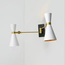 GobekUsa Contemporary Trumpet Wall Sconce Light in Black/White/Gold with Adjustable Arm and 1-3 Lights