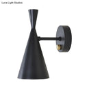 GobekUsa Contemporary Trumpet Wall Sconce Light in Black/White/Gold with Adjustable Arm and 1-3 Lights