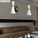 GobekUsa Contemporary Trumpet Wall Sconce Light in Black/White/Gold with Adjustable Arm and 1-3 Lights