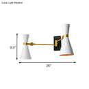 GobekUsa Contemporary Trumpet Wall Sconce Light in Black/White/Gold with Adjustable Arm and 1-3 Lights