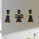 GobekUsa Contemporary Trumpet Wall Sconce Light in Black/White/Gold with Adjustable Arm and 1-3 Lights