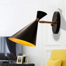 GobekUsa Contemporary Trumpet Wall Sconce Light in Black/White/Gold with Adjustable Arm and 1-3 Lights