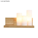 GobekUsa 3-Head Contemporary Tube Shade Wall Lamp with Wooden Shelf – Perfect for Cloth Shop