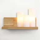 GobekUsa 3-Head Contemporary Tube Shade Wall Lamp with Wooden Shelf – Perfect for Cloth Shop