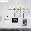 GobekUsa Contemporary Tubular Acrylic Island Light: 20-Head Gold Pendant with Extendable Rod