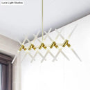 GobekUsa Contemporary Tubular Acrylic Island Light: 20-Head Gold Pendant with Extendable Rod
