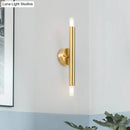 GobekUsa Contemporary Tubular Wall Sconce - 2-Light Metallic Golden Wall Lamp for Bedroom