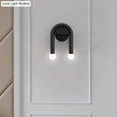 GobekUsa Contemporary U-Shaped 2-Light Black Wall Mounted Lighting with Opal Glass Shade