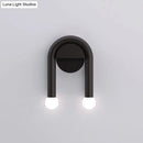 GobekUsa Contemporary U-Shaped 2-Light Black Wall Mounted Lighting with Opal Glass Shade