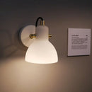 GobekUsa Contemporary Wall Lamp with Adjustable Arm and White Glass Dome