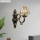 GobekUsa Contemporary Wall-mounted Black and Gold Conic Crystal Prism Sconce Light with 1 Bulb