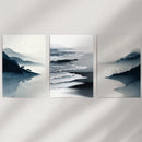 Minimalist Mountain Lake Set of 3. Modern Landscape Prints by Wall Art Set