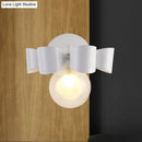 GobekUsa Contemporary Clear Glass Round Wall Lamp - 1 Light White Wall Mounted Fixture with Bow Design