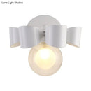 GobekUsa Contemporary Clear Glass Round Wall Lamp - 1 Light White Wall Mounted Fixture with Bow Design