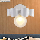 GobekUsa Contemporary Clear Glass Round Wall Lamp - 1 Light White Wall Mounted Fixture with Bow Design