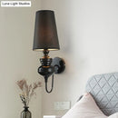GobekUsa Contemporary LED Tapered Wall Sconce Light, 6"/8"/10" Dia, Fabric White/Black/Silver