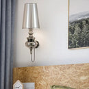 GobekUsa Contemporary LED Tapered Wall Sconce Light, 6"/8"/10" Dia, Fabric White/Black/Silver