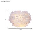 GobekUsa Contemporary White Feather Flush Wall Sconce - 1 Bulb Fabric Wall Mounted Light for Bedside