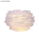 GobekUsa Contemporary White Feather Flush Wall Sconce - 1 Bulb Fabric Wall Mounted Light for Bedside