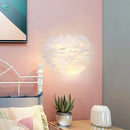 GobekUsa Contemporary White Feather Flush Wall Sconce - 1 Bulb Fabric Wall Mounted Light for Bedside