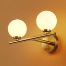 GobekUsa Contemporary White Glass Bedside Wall Light in Gold - Spherical Wall Lighting Fixture