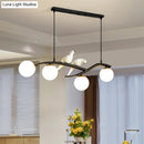 GobekUsa Contemporary White Glass Island Light Pendant with Birds - 4-Head Dining Room Fixture - Adjustable Cord