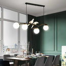 GobekUsa Contemporary White Glass Island Light Pendant with Birds - 4-Head Dining Room Fixture - Adjustable Cord