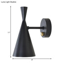 GobekUsa Contemporary Trumpet Wall Sconce Light in Black/White/Gold with Adjustable Arm and 1-3 Lights
