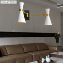 GobekUsa Contemporary Trumpet Wall Sconce Light in Black/White/Gold with Adjustable Arm and 1-3 Lights