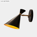 GobekUsa Contemporary Trumpet Wall Sconce Light in Black/White/Gold with Adjustable Arm and 1-3 Lights