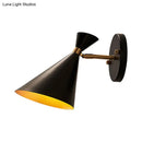 GobekUsa Contemporary Trumpet Wall Sconce Light in Black/White/Gold with Adjustable Arm and 1-3 Lights