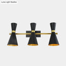 GobekUsa Contemporary Trumpet Wall Sconce Light in Black/White/Gold with Adjustable Arm and 1-3 Lights