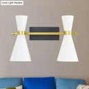 GobekUsa Contemporary Trumpet Wall Sconce Light in Black/White/Gold with Adjustable Arm and 1-3 Lights