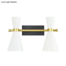 GobekUsa Contemporary Trumpet Wall Sconce Light in Black/White/Gold with Adjustable Arm and 1-3 Lights