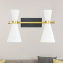 GobekUsa Contemporary Trumpet Wall Sconce Light in Black/White/Gold with Adjustable Arm and 1-3 Lights