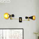 GobekUsa Contemporary Trumpet Wall Sconce Light in Black/White/Gold with Adjustable Arm and 1-3 Lights