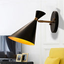 GobekUsa Contemporary Trumpet Wall Sconce Light in Black/White/Gold with Adjustable Arm and 1-3 Lights