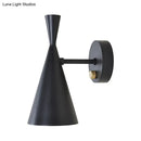 GobekUsa Contemporary Trumpet Wall Sconce Light in Black/White/Gold with Adjustable Arm and 1-3 Lights
